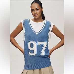 Anthropologie Pilcro Sporty Sleeveless Twofer‎ Sweater Blue Medium NWT
